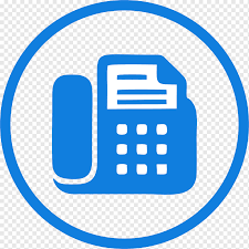 Blue fax machine icon representing fax contact with Alex Digital